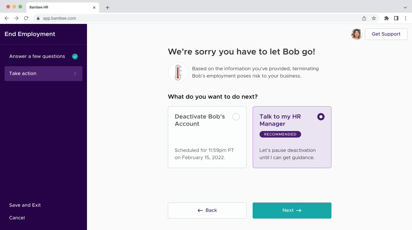 Bambee Employment Termination