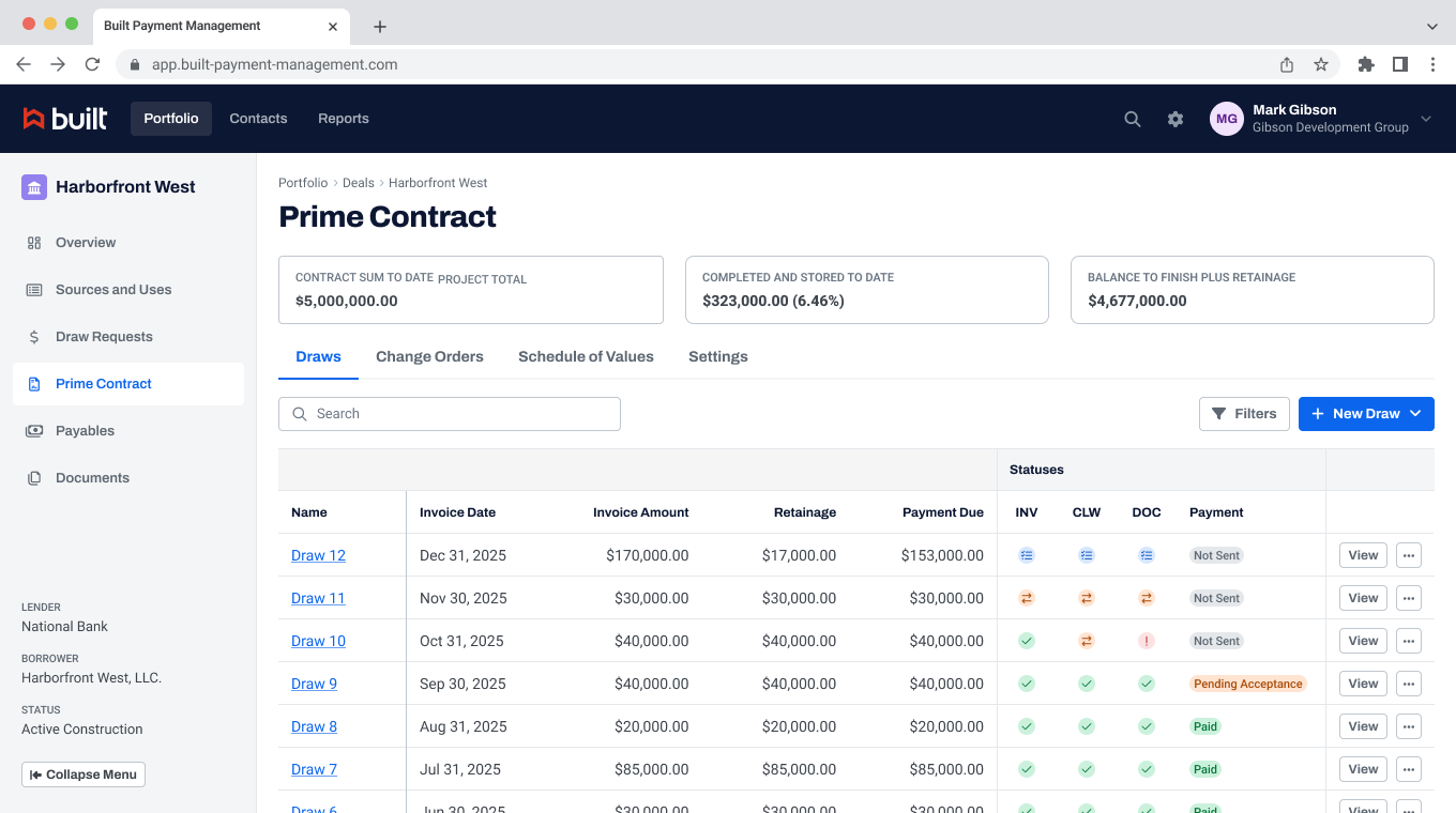 Draw Requests List View