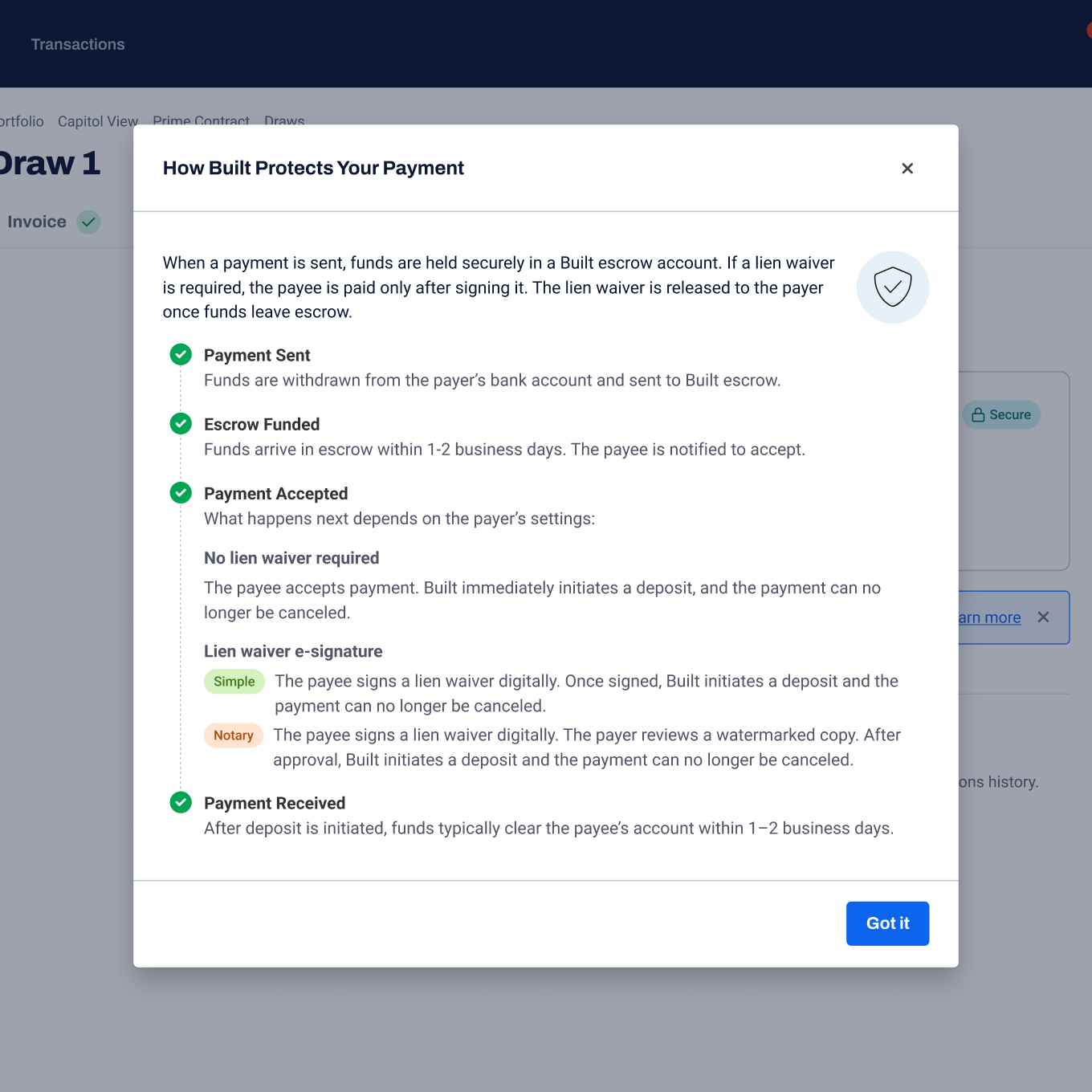 Payment Protection Modal