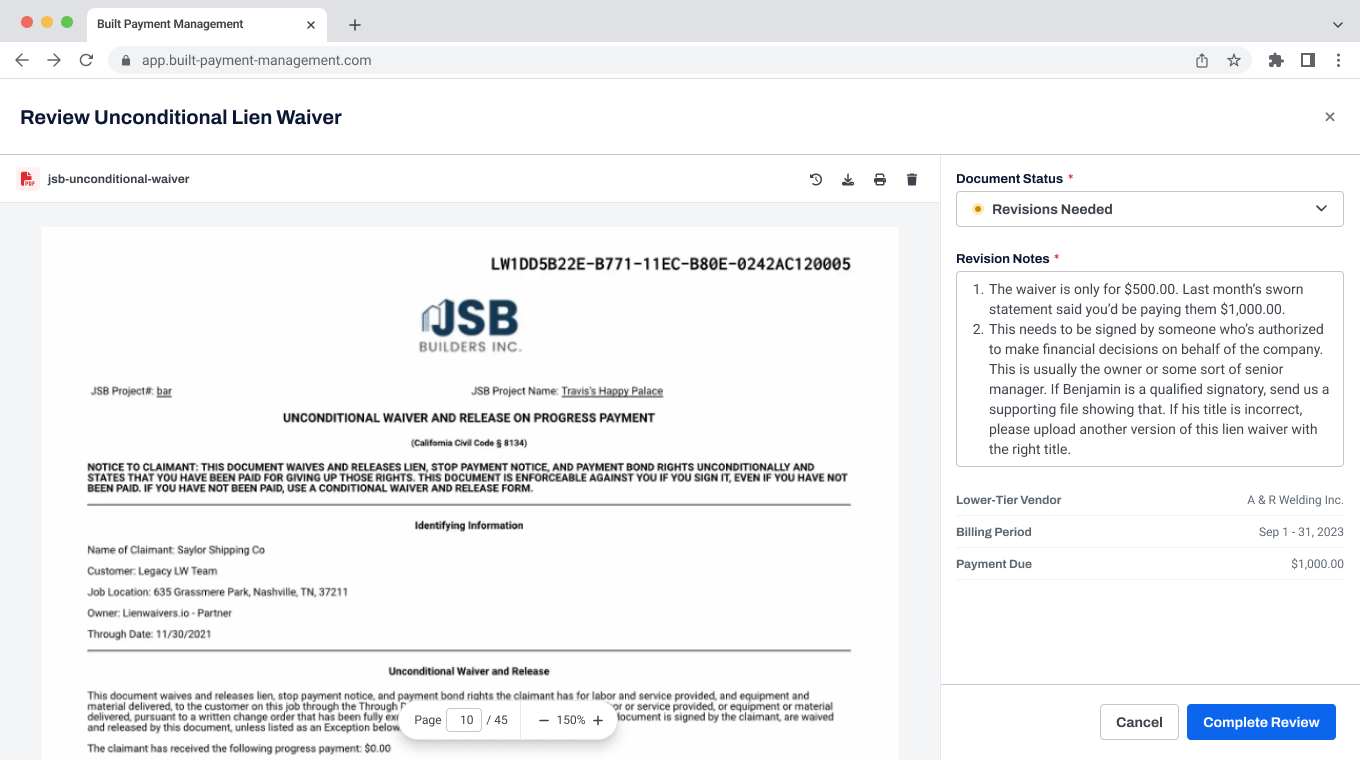 Document Review Interface